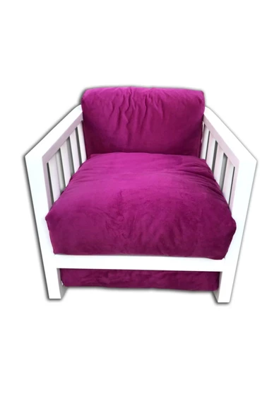 Evim-E Aksesuar Kendinden Sallanan Tamamı Ağaç Koltuk Beyaz Lake - 3