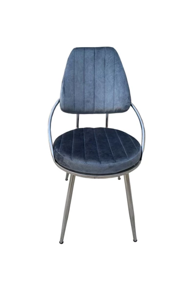 Evim-E Aksesuar Inci Yarım Kollu, Sırt Destekli Ortapedik Oturumlu Metal Sandalye-nikelajlı - 3