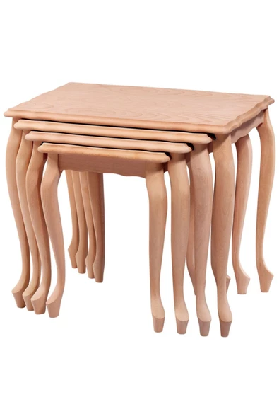 Evim-E Aksesuar Lükens Zigon Sehpa Ahşap 4'lü Ham & Cilasız