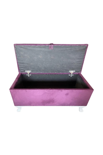 Evim-E Aksesuar Sandıklı Ayakucu Pufu-120cm-Kadife Kumaş- - 3