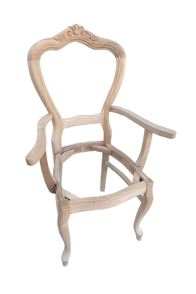 Evim-E Aksesuar 2 Adet Kontra Klasik Oymalı Kollu Tamamı Ağaç Sandalye-hâm&boyasız - 2