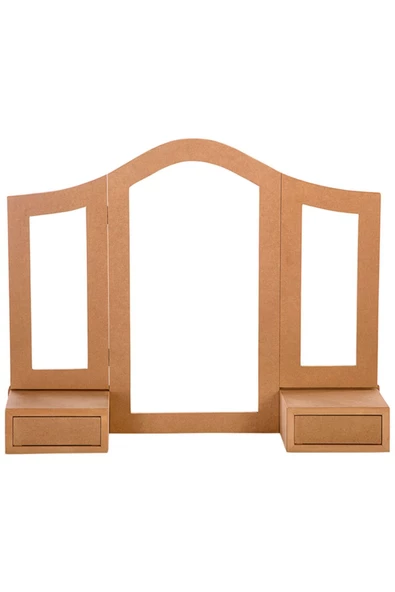 Evim-E Aksesuar Dikdörtgen Mdf Makyaj - Dresuar Ayna Çercevesi Çekmeceli Ham