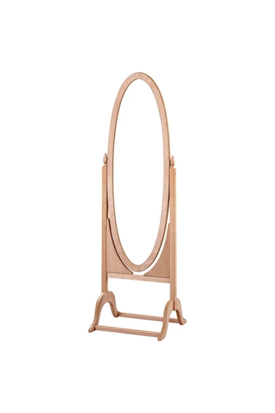 Evim-E Aksesuar Midi Oval Boy Ayna Çerçevesi Ayaklı Tamamı Ahşap Ham & Cilasız