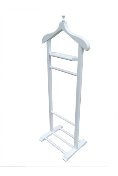 Evim-E Aksesuar Tekli Dilsiz Uşak&askılık Tamamı Ağaç Lake Beyaz