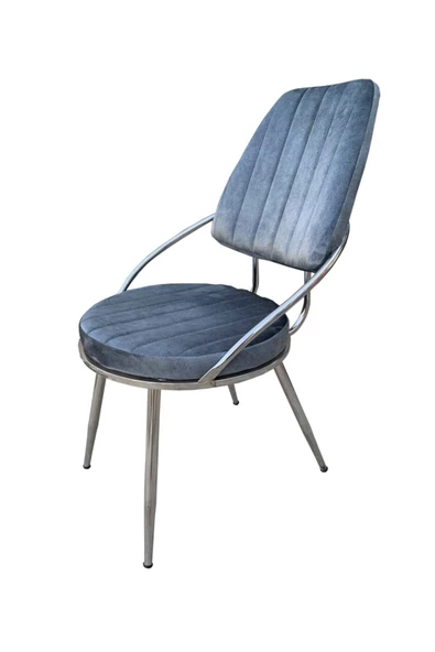 Evim-E Aksesuar Inci Yarım Kollu, Sırt Destekli Ortapedik Oturumlu Metal Sandalye-nikelajlı - 2