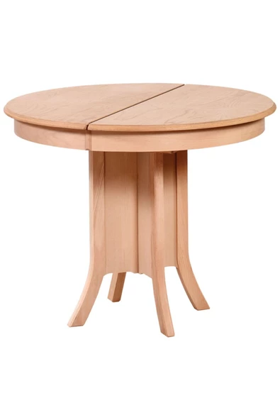 Evim-E Aksesuar 93cm Yuvarlak Ortadan Ayaklı Açılır Masa Ahşap Ham&cilasız