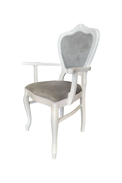 Evim-E Aksesuar Kontra Klasik Oymalı Kollu Tamamı Ağaç Sandalye