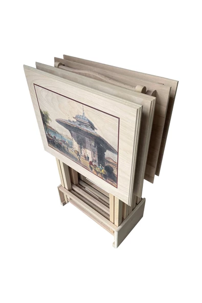 Evim-E Aksesuar Simitçi Resimli 4'lü Çanta Sehpa Ham&Boyasız&Cilasız - 2