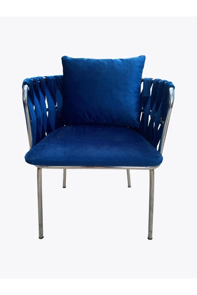 Evim-E Aksesuar Sarmaşık Tekli Sandalye & Berjer Metal Nikel Kaplamalı-kadife Kumaşlı - 2