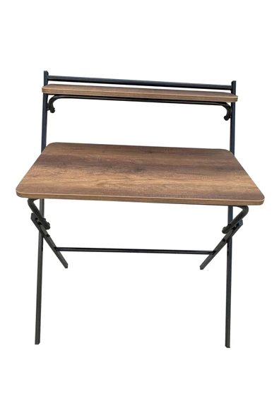Evim-E Aksesuar Eko Metal Ahşap-raflı-katlanır Çalışma Masası-ceviz&siyah - 2