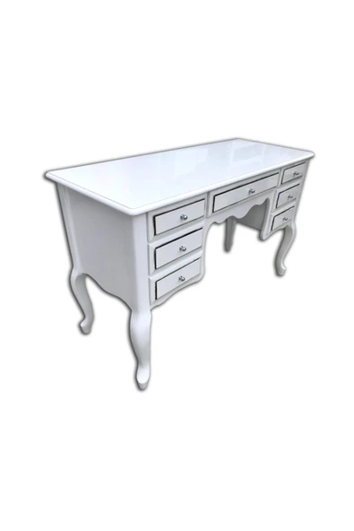 Evim-E Aksesuar 7 Çekmeceli Lükens Ayaklı Makyaj Masası Lake Beyaz Sisli - 2