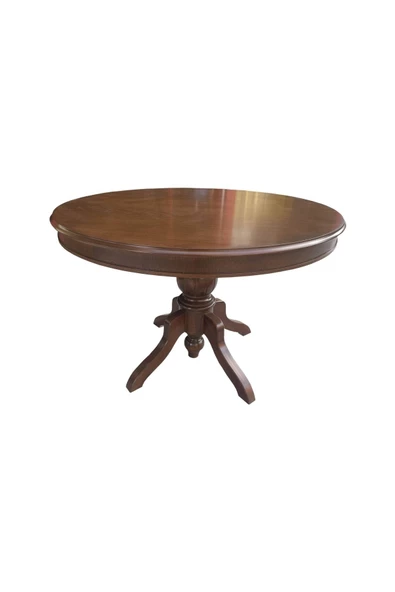 Evim-E Aksesuar 100 Cm Baba Ayaklı Yuvarlak Sabit Masa Masifli-tamamı Ahşap-ceviz Renkte - 2