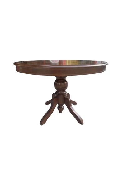 Evim-E Aksesuar 120 Cm Baba Ayaklı Yuvarlak Sabit Masa Masifli-tamamı Ahşap-ceviz Renkte - 2