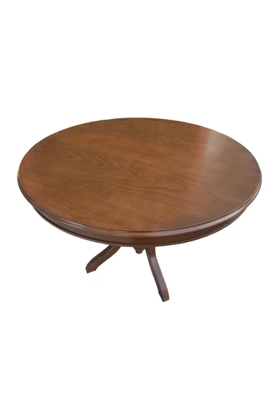 Evim-E Aksesuar 100 Cm Baba Ayaklı Yuvarlak Sabit Masa Masifli-tamamı Ahşap-ceviz Renkte - 3