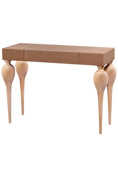 Evim-E Aksesuar Tornalı Tombul Dresuar 110 cm Ham & Cilasız Tamamı Ahşap