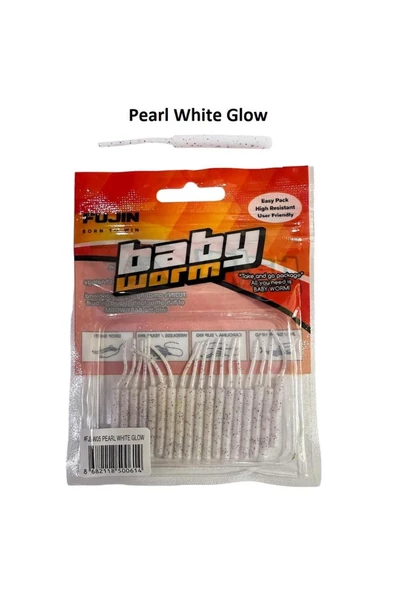 Baby Worm 5.2cm Floating LRF Silikonu (18 adet) Pearl White Glow