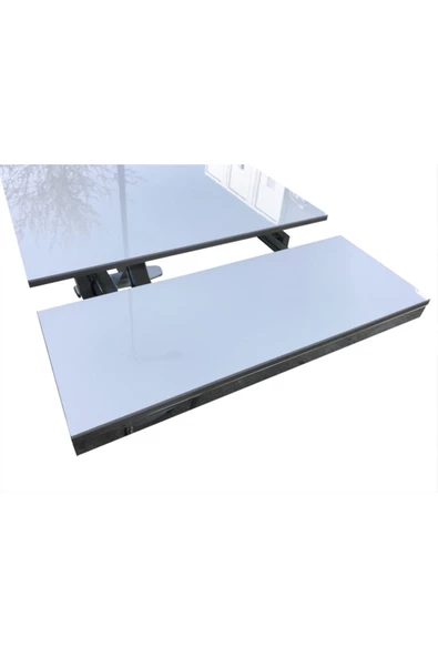 Evim-E Aksesuar Ortadan X Ayaklı Yanlardan Açılır Glossmax Beyaz Masa - 3