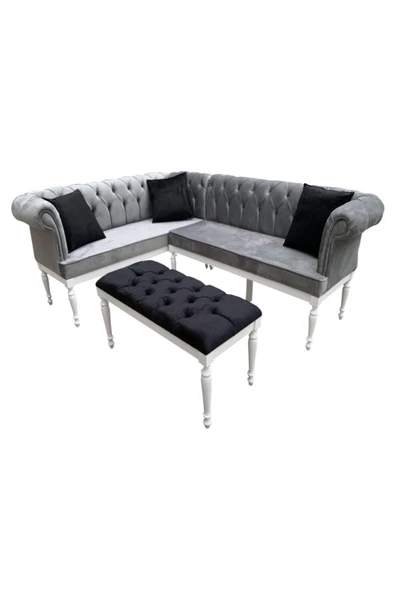 Evim-E Aksesuar Tamamı Gürgen Chester Kapitoneli Mutfak&balkon Köşe Takımı(masasız)