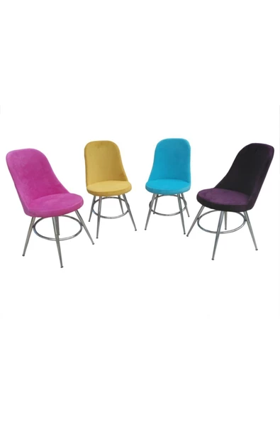 Evim-E Aksesuar 4 Adet Renk Renk Gonca Poliüretan Sandalye - Metal Ayaklı