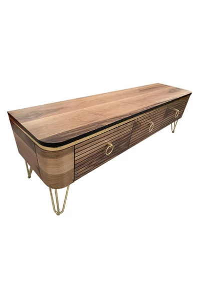 Evim-E Aksesuar Harlem Bombeli Ceviz Kaplamalı 150 cm'lik Tv Sehpası Ünitesi