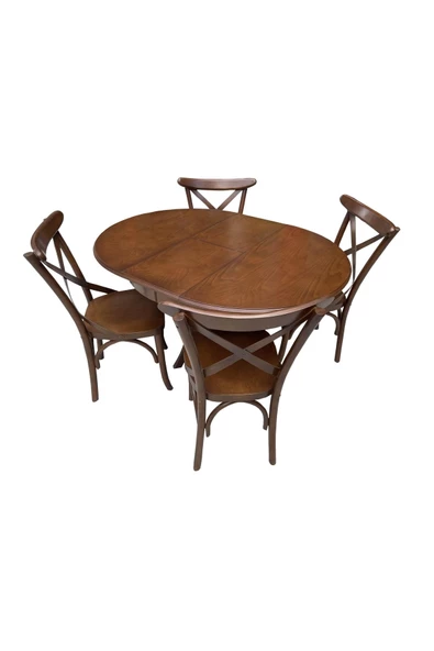 Evim-E Aksesuar Thonet (iskandinav) Sandalye & Yuvarlak Masa Takımı Ceviz Renkte - 2