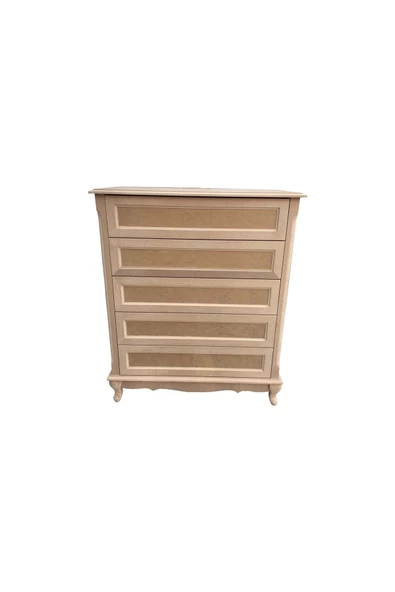 Evim-E Aksesuar Lükens Ayaklı 5 Çekmeceli Şifonyer&çamaşırlık-tamamı Ahşap-hâm&cilasız&boyasız - 2