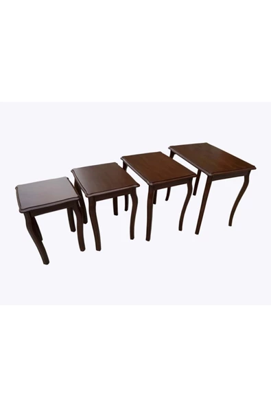 Evim-E Aksesuar 4'lü Develi Zigon Sehpa - Ceviz Renkte - Tamamı Ahşap - 3