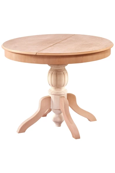 Evim-E Aksesuar 100 cm Baba Ayaklı Yuvarlak Raylı Açılır Masa Ahşap Ham&cilasız
