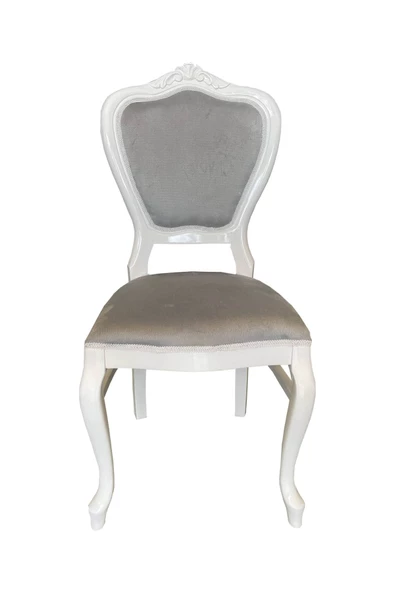 Evim-E Aksesuar 2 Adet Kontra Klasik Oymalı Tamamı Ağaç Sandalye-beyaz - 2