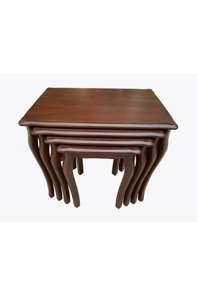 Evim-E Aksesuar 4'lü Develi Zigon Sehpa - Ceviz Renkte - Tamamı Ahşap - 2