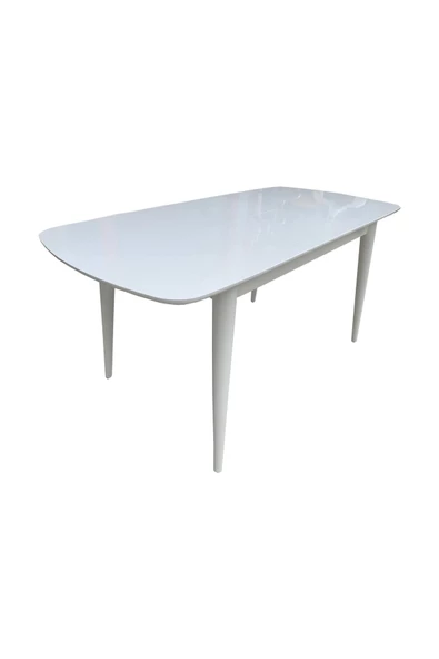 Evim-E Aksesuar Retro Konik Oval Köşeli Masa 80x120 Açılır Kapanır Lake Beyaz Tamamı Ahşap - 4