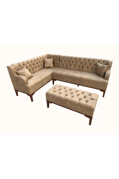 Evim-E Aksesuar 160x220 Cm Chester Yarım Kollu Köşe Takımı-masalı-tamamı Ağaç Iskeletli-kapitoneli-puflu - 4