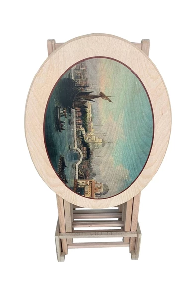 Evim-E Aksesuar Oval Çanta Zigon Sehpa 4'lü Resimli-boyasız(hâm)tamamı Ahşap - 4