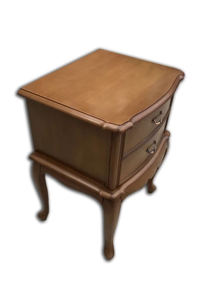 Evim-E Aksesuar 2 Adet Bombeli Çift Çekmeceli Lükens Ayaklı Ceviz Komodin Tamamı Ahşap - 2