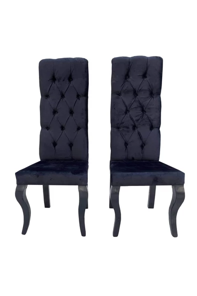 Evim-E Aksesuar 2 Adet Yüksek Giydirme Kapitoneli Gelin & Damat Sandalyeleri-siyah Renkte- - 2