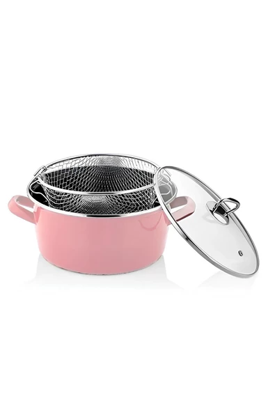 Nishev.com Evini Sev Milano Kızartma Tenceresi Pembe 22 cm 4,5 lt