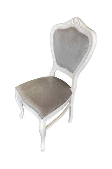 Evim-E Aksesuar 2 Adet Kontra Klasik Oymalı Tamamı Ağaç Sandalye-beyaz - 3