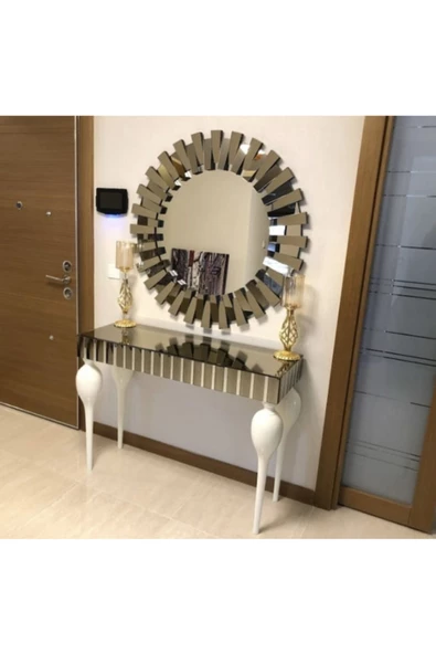 Evim-E Aksesuar Tombul Aynalı Dresuar 110cm Şanel Ayna Takımı
