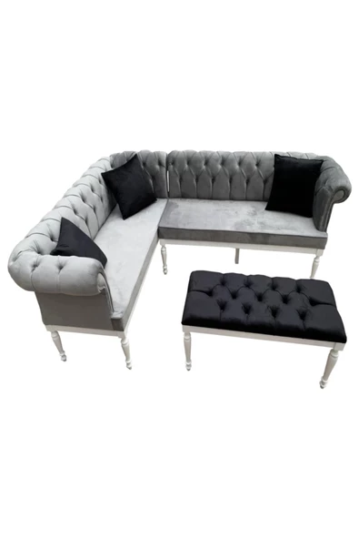 Evim-E Aksesuar Tamamı Gürgen Chester Kapitoneli Mutfak&balkon Köşe Takımı(masasız) - 2