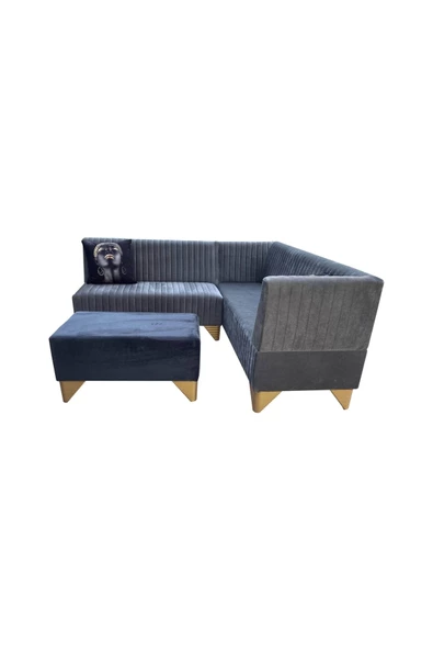 Evim-E Aksesuar Lara Modern Pedli Eko Mutfak & Balkon Köşe Takımı-masasız-antresit Gri - 3