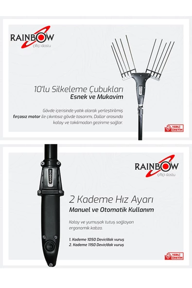 Rainbow  Elektronik Sensörlü ( Kömürsüz Motorlu ) Zeytin Silkeleme Zeytin Hasat Makinası - 2 Yıl Garanti - 6