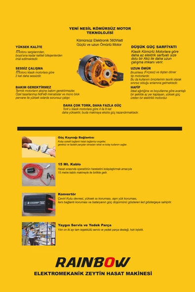 Rainbow Elektronik Sensörlü ( Kömürsüz Motorlu ) Zeytin Silkeleme Zeytin Hasat Makinası - 2 Yıl Garanti - 3