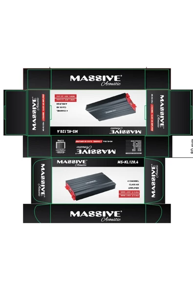 Massive Ms-kl120.4 Ab 4kanal Efsane Seri Oto Amfi Anfi 4ch-4 Ohm 120w-rms -rms 2 Ohm 4chx180w Bas Kontrollü - 3