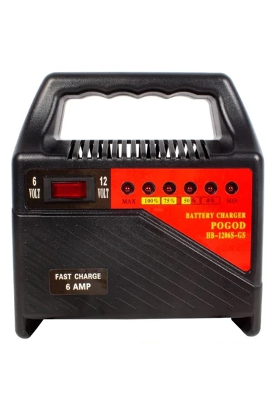 FullYedek Pogod 220 Volt - 12 Volt - 6 Volt 6 Amper Ledli Göstergeli Akü Şarj Cihazı Hb-1260s-gs - 2