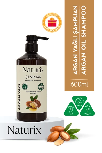 Naturix Argan Yağlı Şampuan 600 Ml - Yıpranmış Saçlar İçin Doğal Bakım ve Nemlendirme