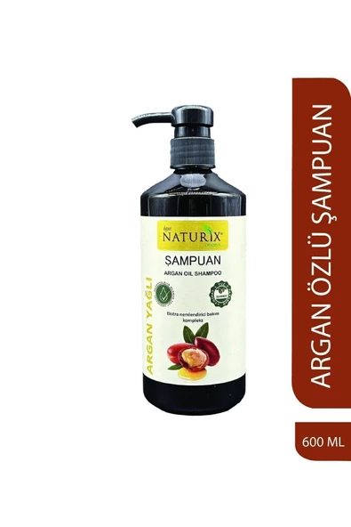 Naturix Argan Yağlı Şampuan 600 Ml - Yıpranmış Saçlar İçin Doğal Bakım ve Nemlendirme
