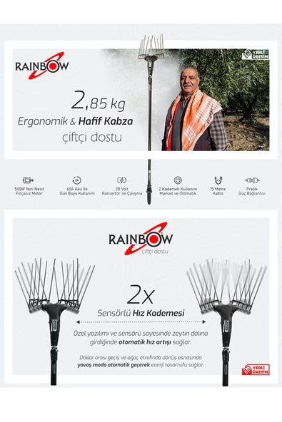 Rainbow Elektronik Sensörlü ( Kömürsüz Motorlu ) Zeytin Silkeleme Zeytin Hasat Makinası - 2 Yıl Garanti - 4