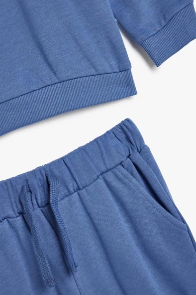 Koton Erkek Bebek 2'li Eşofman Seti Uzun Kollu Üst ve Beli Lastikli Eşofman Altı Şardonlu - 3