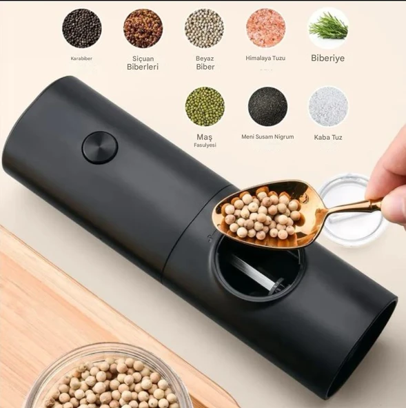 QASUL Tek Elle Ayarlanabilir Pürüzlülük Pille Çalışır Mutfak Yemek Veya Hediye İçin Baharat Aletleri - 2