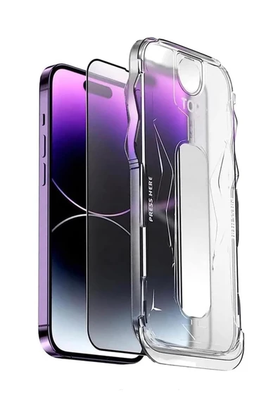 iPhone 16 Pro Max Uyumlu Tam Kaplayan Siyah Çerçeveli Magic Ekran Koruyucu Cam Kolay Uygulama Aparatlı ürün görseli